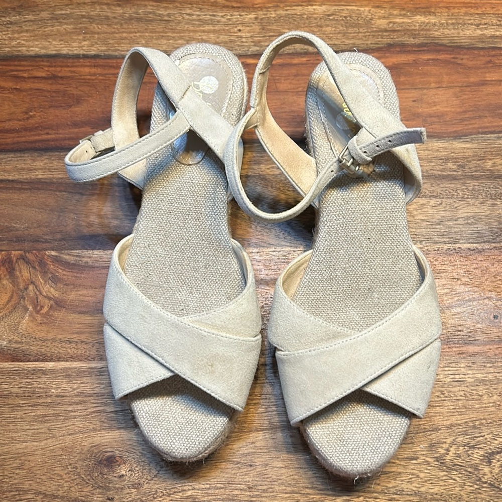 BODEN - espadrilles wedge sandals suede cream size 40 bohemian